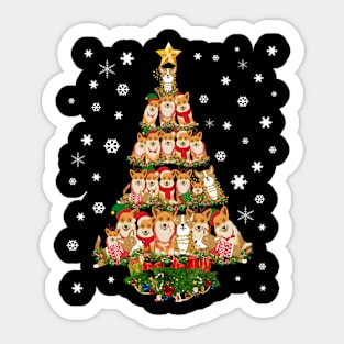 Corgi Christmas Tree Funny Xmas Gift for Welsh Dog Lover Sticker